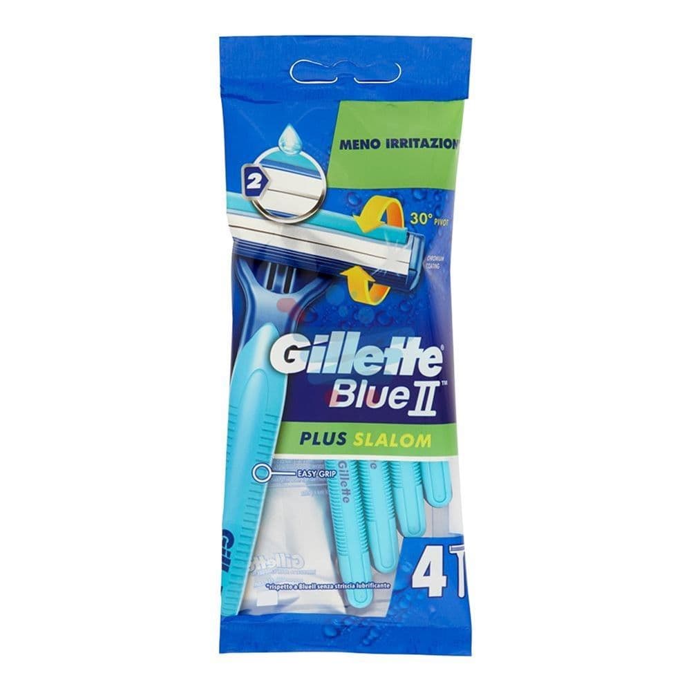 Brisk rroje njëpërdorimësh për meshkuj Blue 2, Gillette, plastikë dhe inoks, 22x9 cm, blu, 4 copë