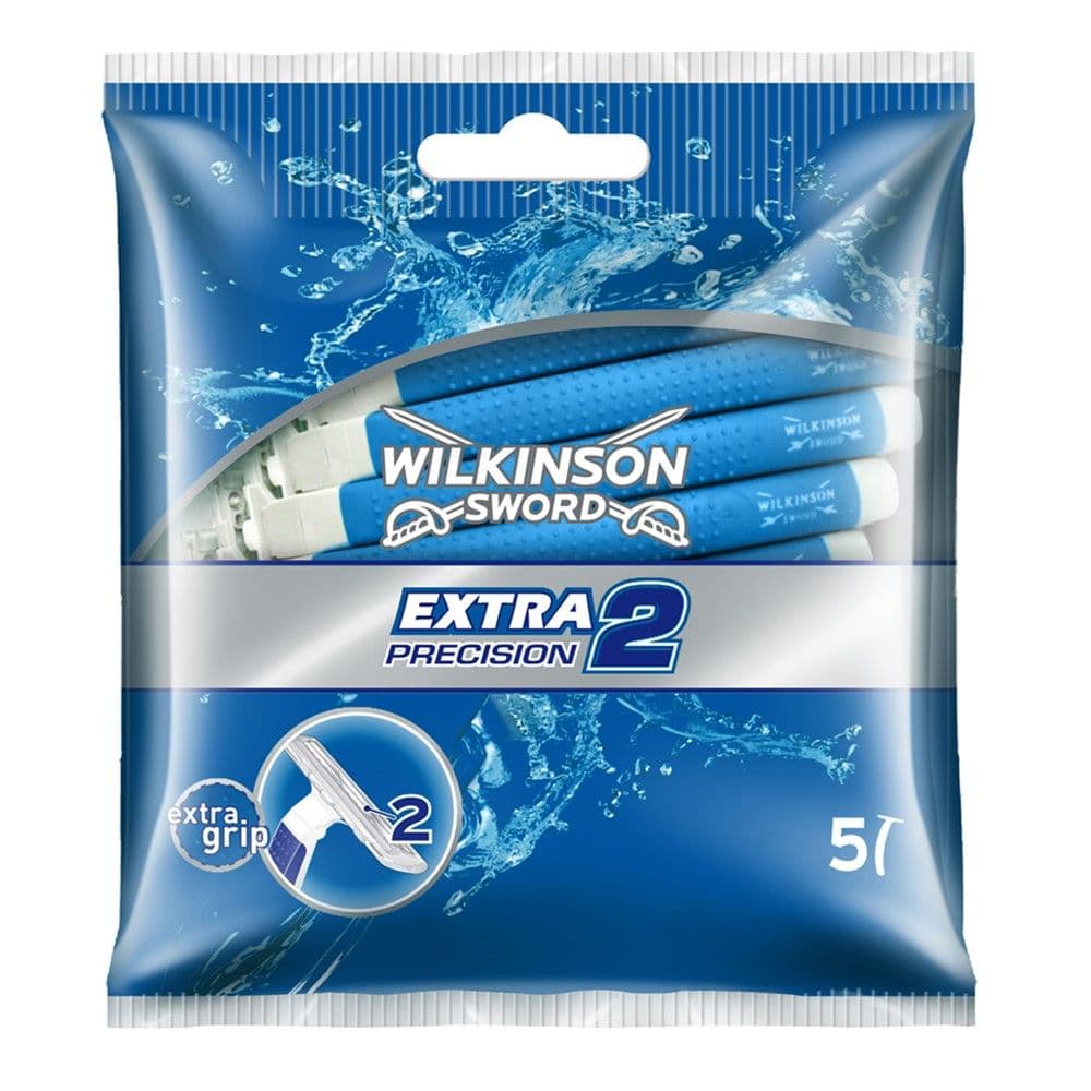 Brisk rroje njëpërdorimësh për meshkuj Extra Precision, Wilkinson Sword, plastikë dhe inoks, 14x15 cm, blu, 5 copë