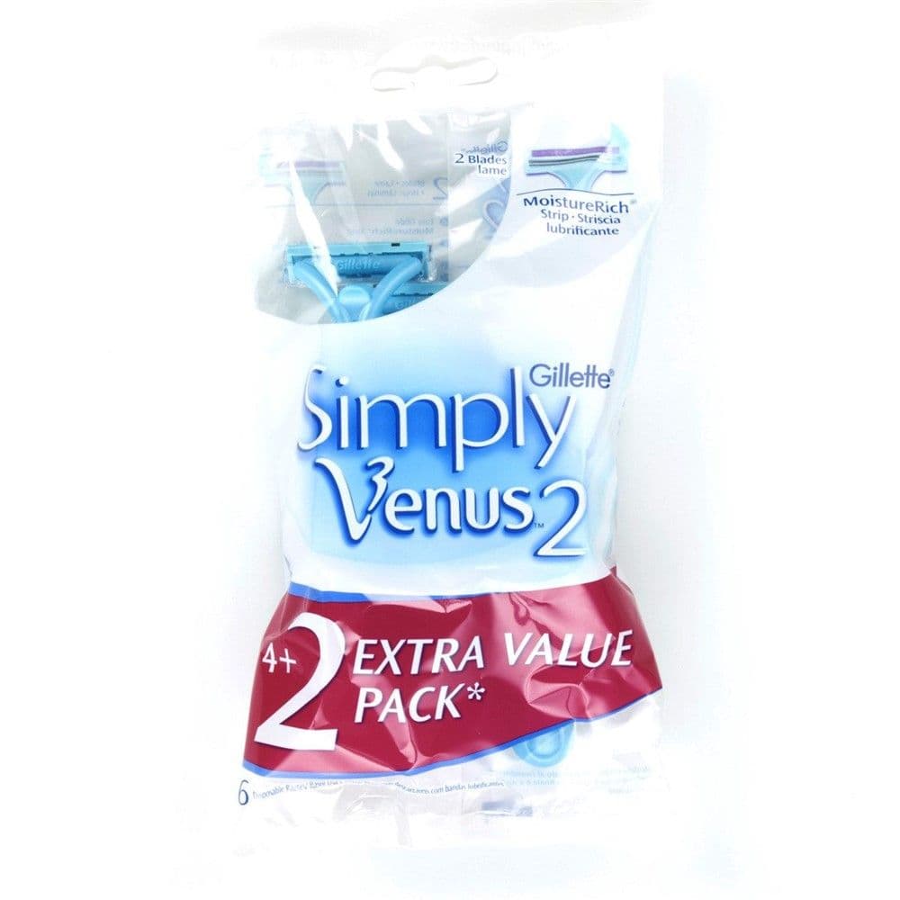 Brisk rroje njëpërdorimësh për femra Venus, Gillette, plastikë dhe inoks, 24.5x13.5 cm, e kaltër pastel, 6 copë
