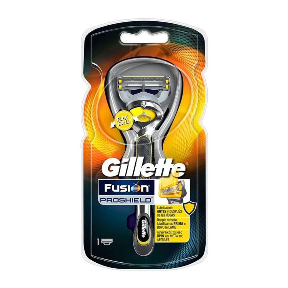 Brisk rroje për meshkuj Fusion Proshield, Gillette, plastikë dhe inoks, 20x10.5x3.5 cm, e verdhë dhe gri, 1 copë