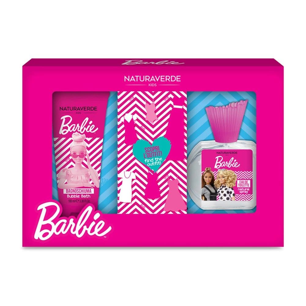 Set shampo trupi dhe ujë tualeti me aksesorë surprizë Barbie Dress, Naturaverde, plastikë, 100+50 ml, rozë, 3 copë