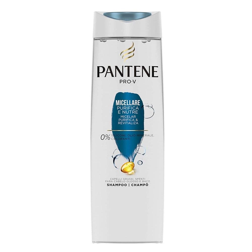 Shampo me ujë mineral për flokët, Pantene, plastikë, 250 ml, transparente dhe blu, 1 copë