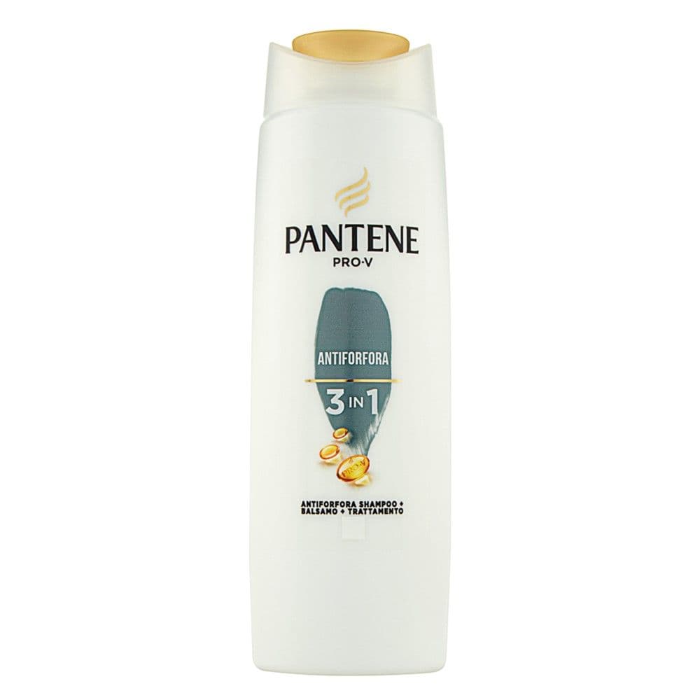 Shampo 3 në 1 kundër zbokthit, Pantene, plastikë, 225 ml, e bardhë dhe gri, 1 copë