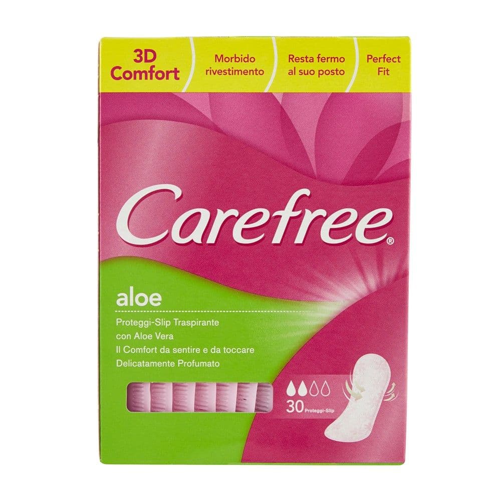 Peceta higjienike Aloe, Carefree, pambuk, 14x10.5x7.5 cm, rozë dhe e gjelbër, 30 copë