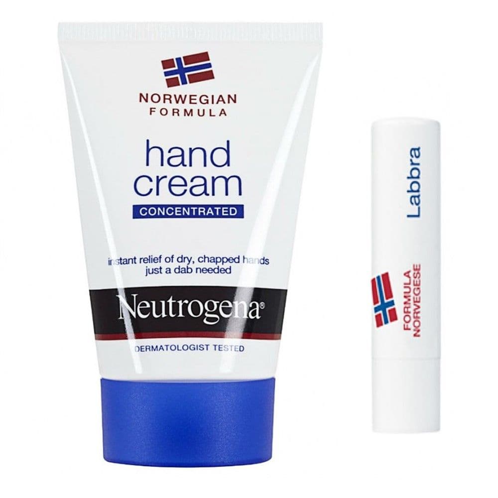 Set krem duarsh dhe krem buzësh, Neutrogena, plastikë, 50 ml, blu dhe e bardhë, 2 copë