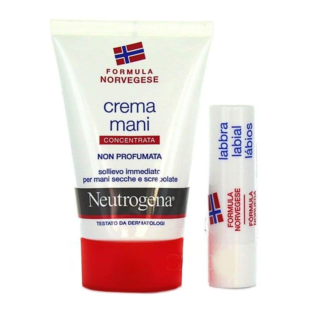 Set krem duarsh dhe krem buzësh, Neutrogena, plastikë, 50 ml, e kuqe dhe e bardhë, 2 copë