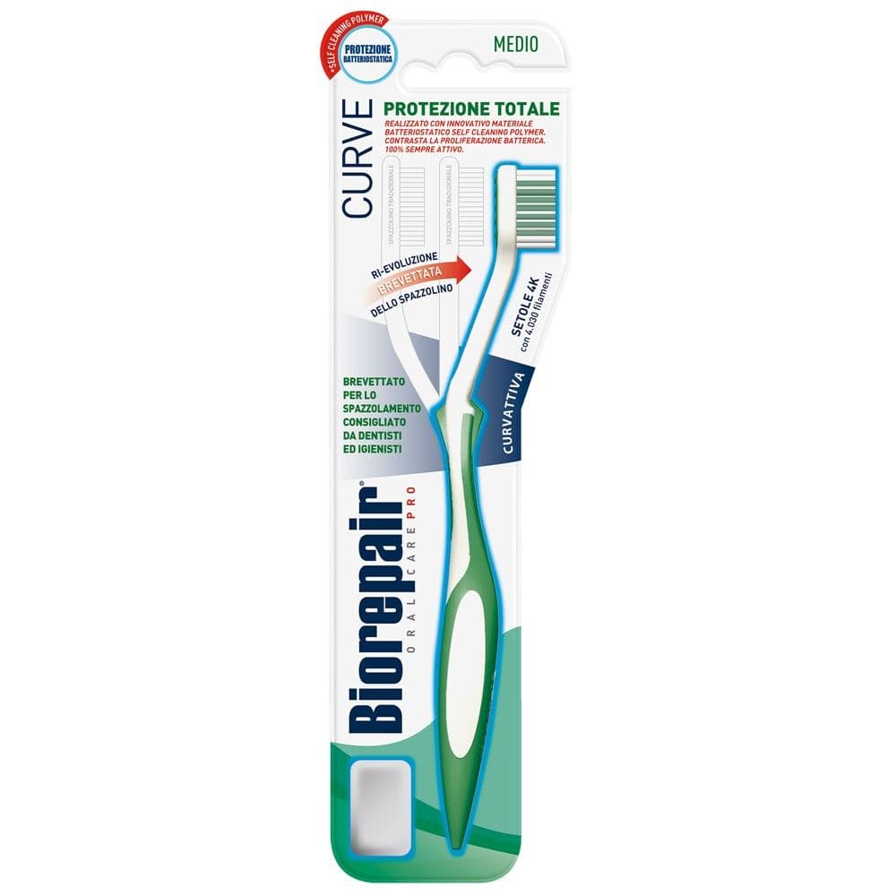 Furçë dhëmbësh me kënd, Biorepair, 22x5 cm, plastikë, blu, 1 copë
