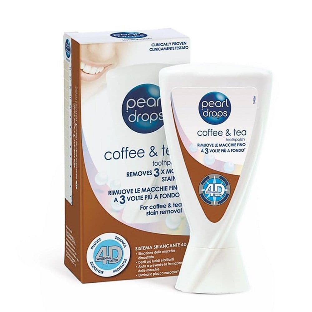 Pastë dhëmbësh me efekt zbardhues të njollave të kafeinës, Pearl Drops, plastikë, 50 ml, e bardhë dhe kafe, 1 copë