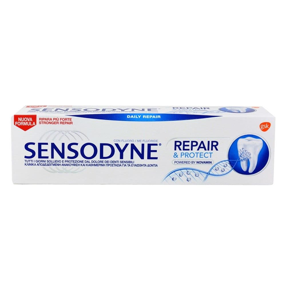 Pastë dhëmbësh për riparim dhe mbrojtje, për dhëmbë të ndjeshëm, Sensodyne, plastikë, 75 ml, e bardhë dhe blu, 1 copë