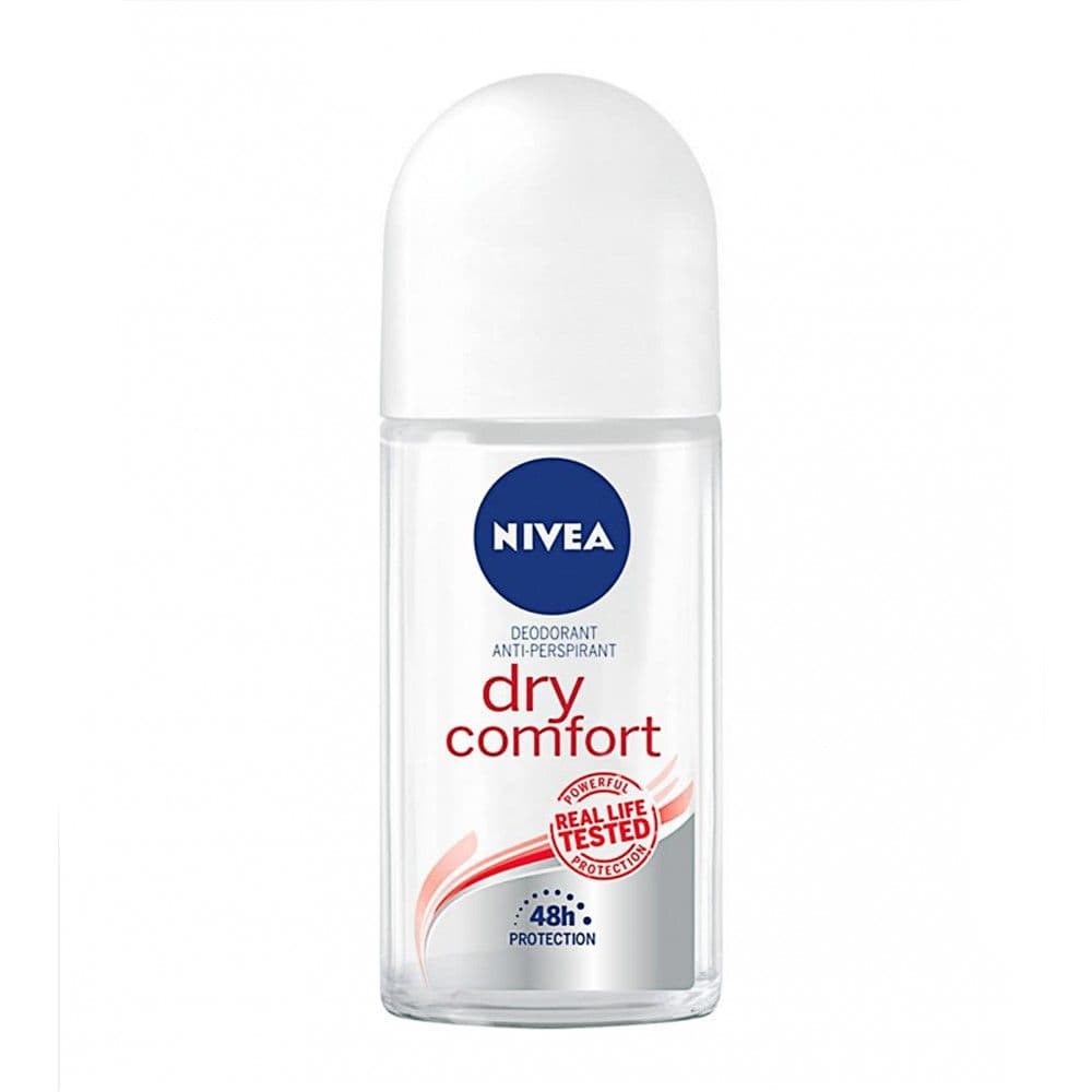 Antidjersë roll-on për femra Dry Comfort, Nivea, plastikë dhe qelq, 50 ml, e bardhë dhe e kuqe, 1 copë