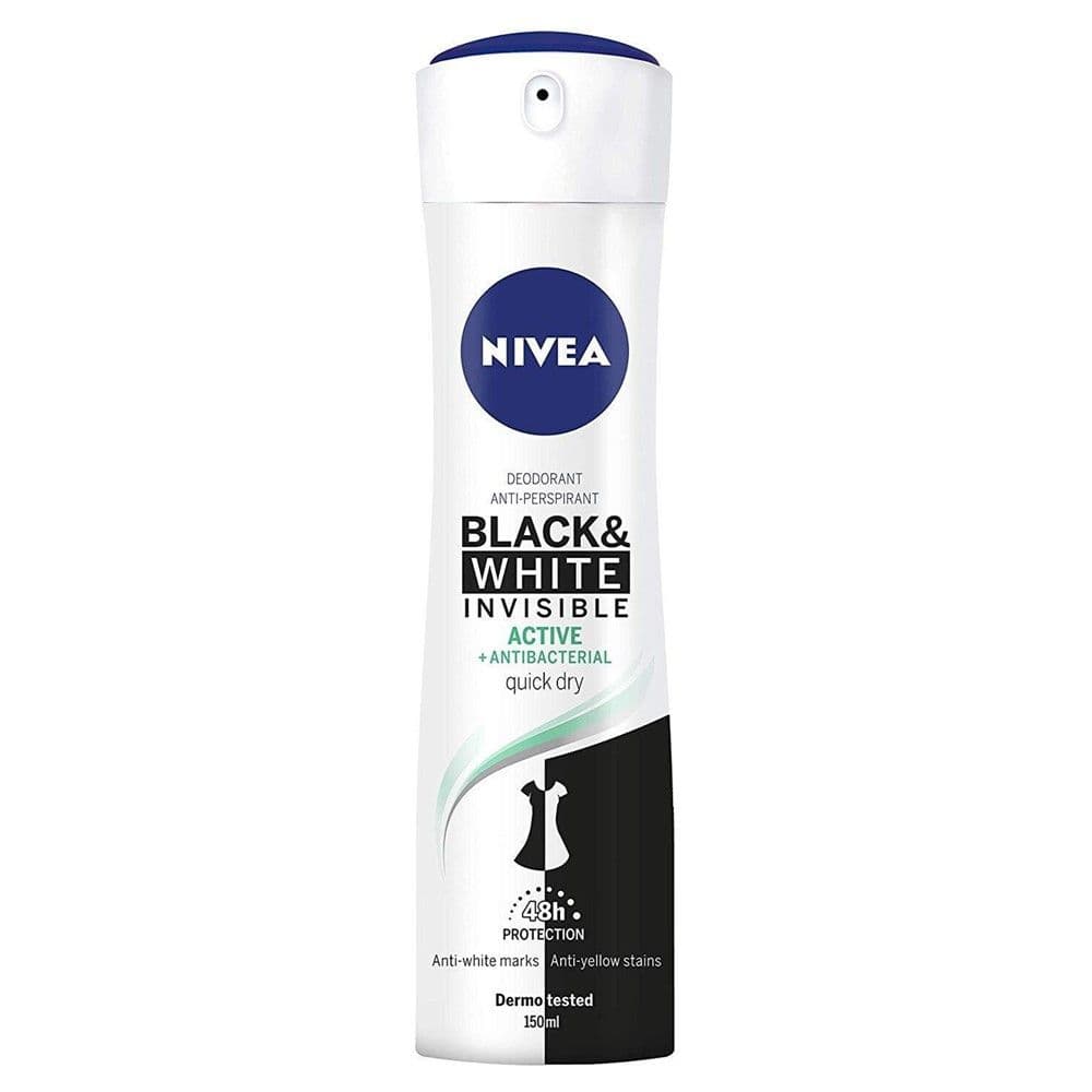 Antidjersë sprai për femra Black&White Fresh, Nivea, plastikë dhe metal, 150 ml, e kaltër, e bardhë dhe e zezë, 1 copë