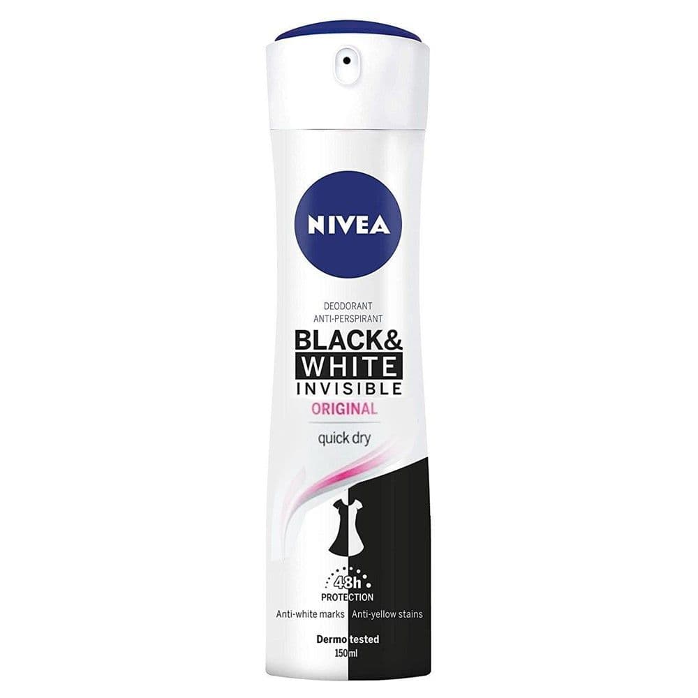 Antidjersë sprai për femra Black&White Original, Nivea, plastikë dhe metal, 150 ml, rozë, e bardhë dhe e zezë, 1 copë
