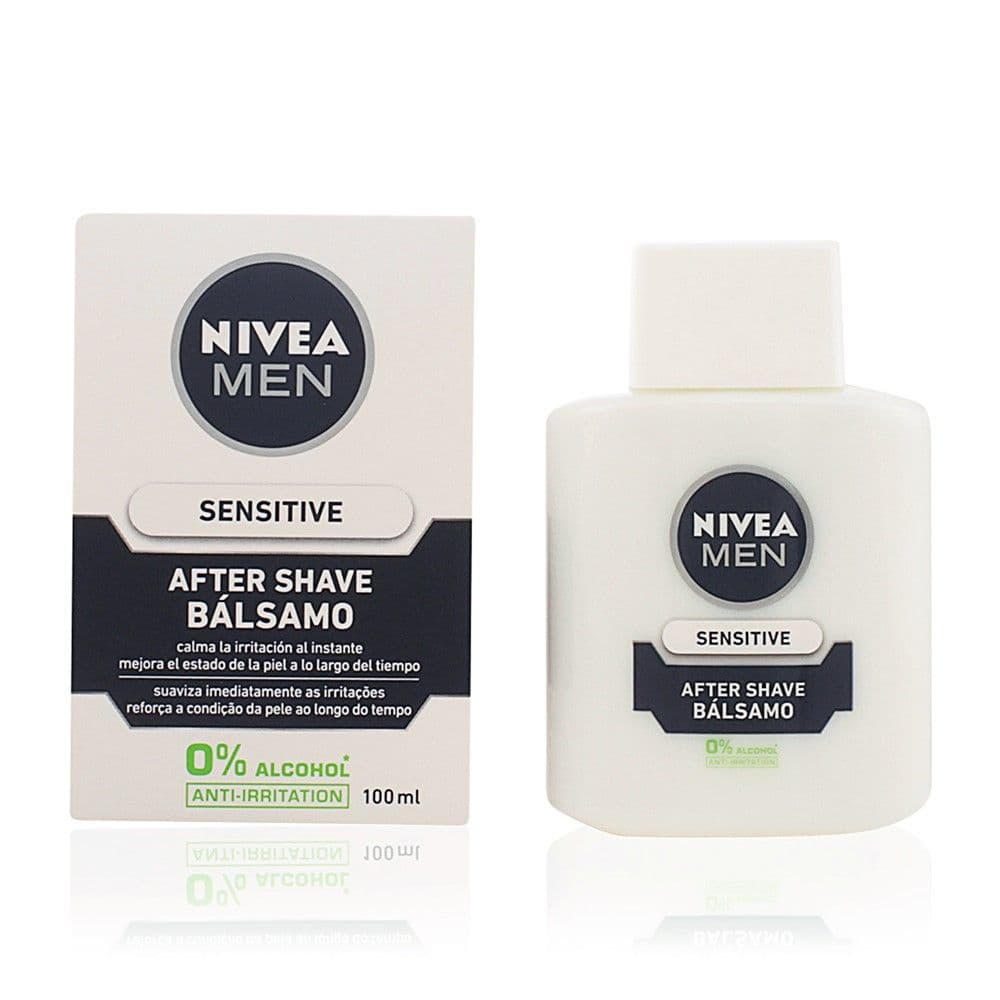 Balsam mbrojtës pas rrojës Sensitive, Nivea, plastikë dhe qelq, 100 ml, e bardhë dhe blu, 1 copë