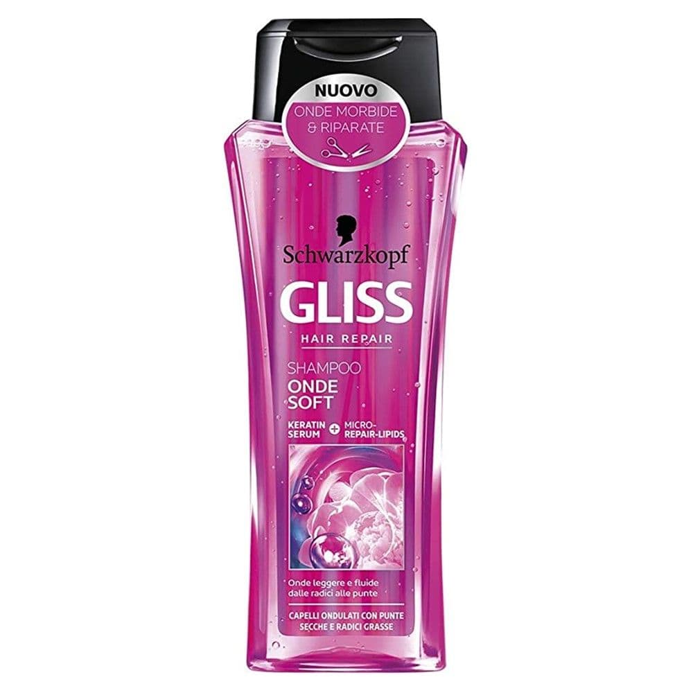 Shampo riparuese për flokë kaçurrela Onde Soft, Gliss, plastikë, 250 ml, lejla, 1 copë
