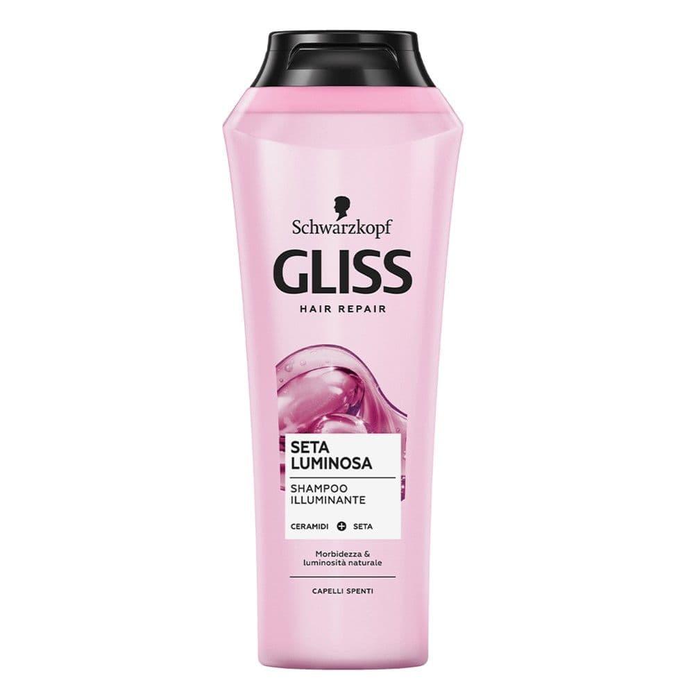 Shampo riparuese për flokë pa shkëlqim Liquid Silk, Gliss, plastikë, 250 ml, rozë, 1 copë