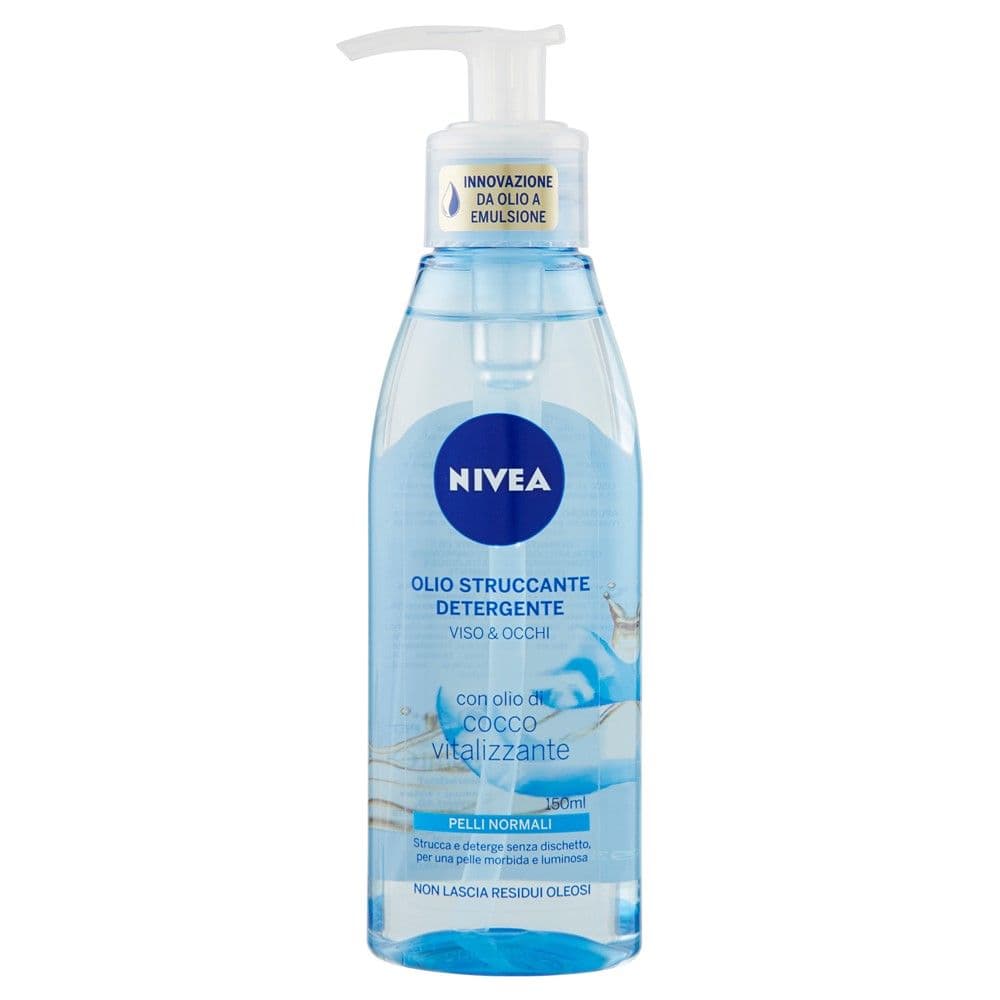 Vaj për pastrimin e lëkurës së fytyrës dhe syve, Nivea, plastikë, 150 ml, blu dhe transparente, 1 copë