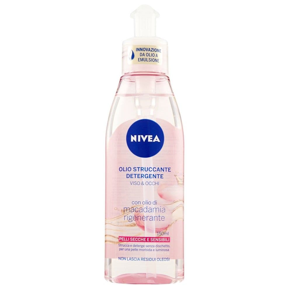 Vaj për pastrimin e lëkurës së fytyrës dhe syve, Nivea, plastikë, 150 ml, rozë dhe transparente, 1 copë