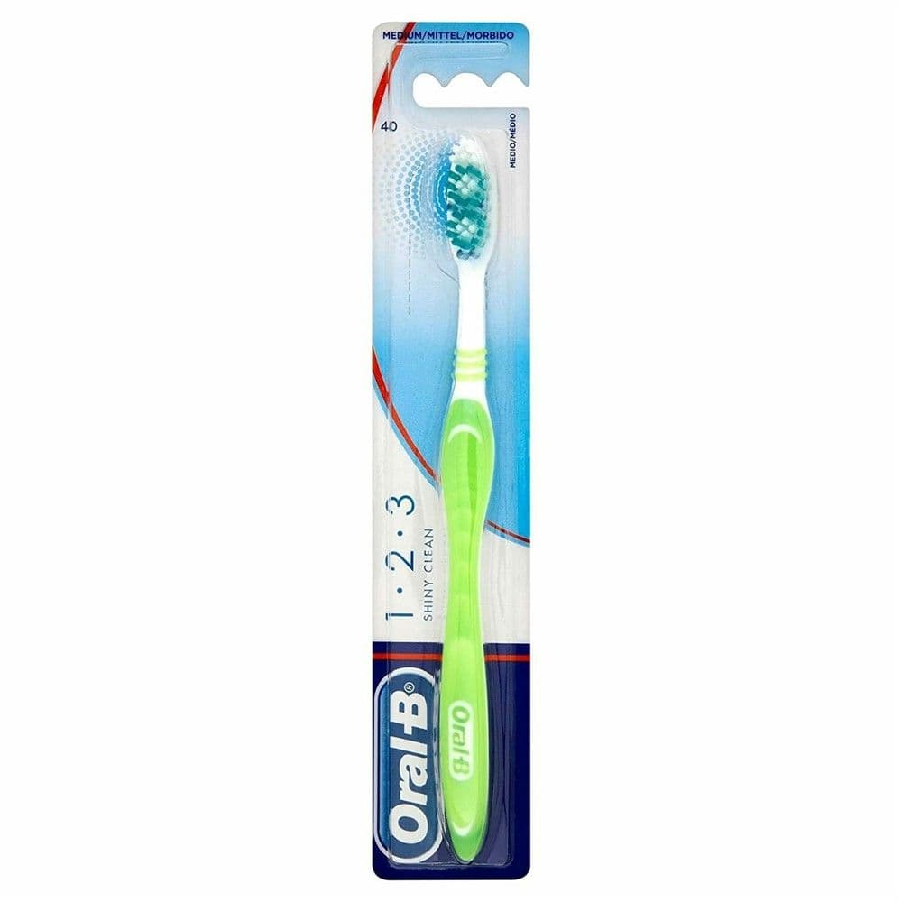 Furçë dhëmbësh 40 Medium, Shiny Clean, Oral-B, plastikë, 22x5 cm, e gjelbër, 1 copë