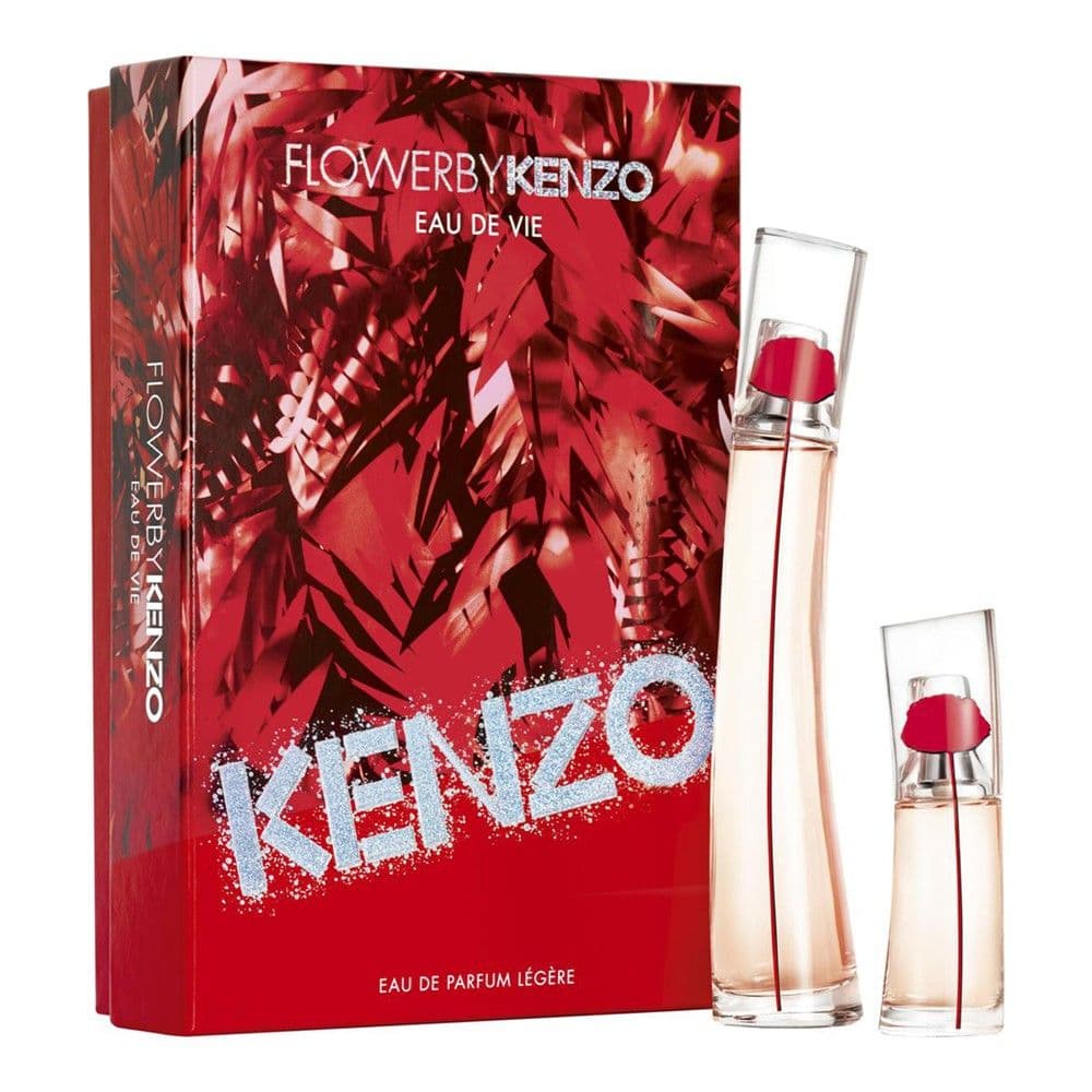 Set për femra, Flower by Kenzo Eau de Vie, Kenzo, qelq, parfum EDP 50 ml, parfum EDP 15 ml, e bardhë dhe e kuqe, 2 copë, 1 pako