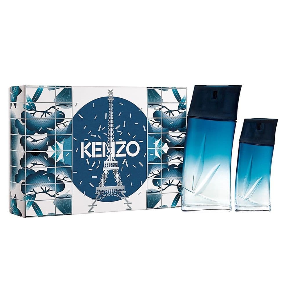 Set për meshkuj, Homme, Kenzo, qelq, parfum EDP 100 ml, parfum EDP 30 ml, blu dhe e bardhë, 2 copë, 1 pako