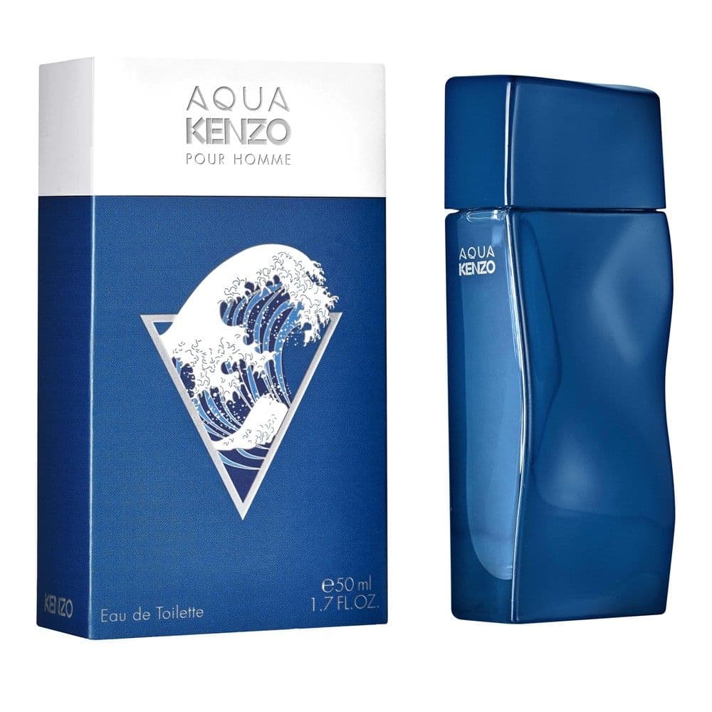 Eau de toilette (EDT) për meshkuj, Aqua Pour Homme, Kenzo, qelq, 50 ml, blu dhe e bardhë, 1 copë