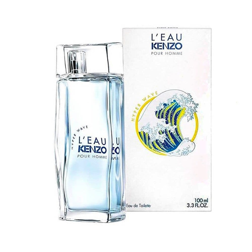 Parfum për meshkuj, L'Eau pour Homme Hyper Wave, Kenzo, EDT, qelq, 100 ml, blu dhe e bardhë, 1 copë