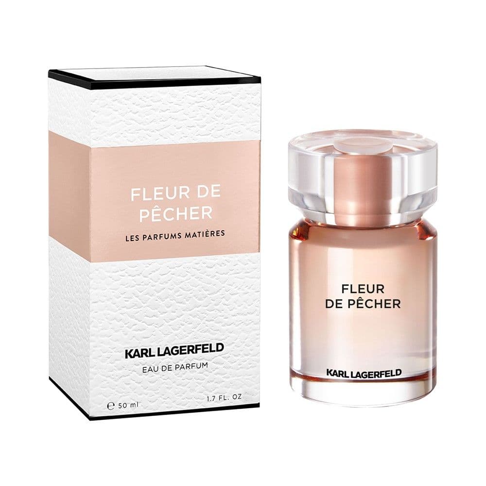 Parfum për femra, Fleur de Pêcher, Karl Lagerfeld, EDP, qelq, 50 ml, rozë pastel dhe e bardhë, 1 copë