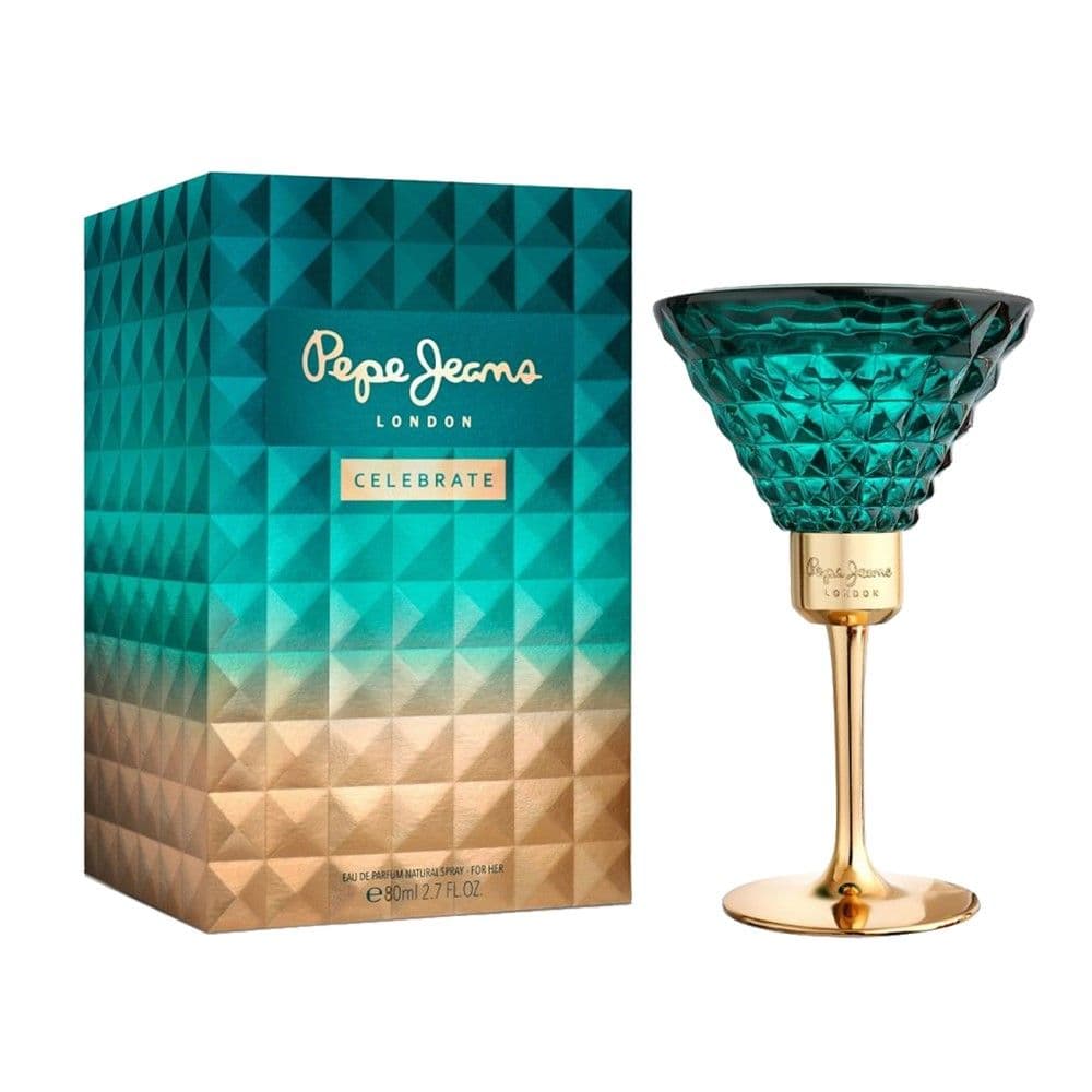 Parfum për femra, Celebrate for Her, Pepe Jeans, EDP, qelq dhe metal, 80 ml, gurkali dhe gold, 1 copë