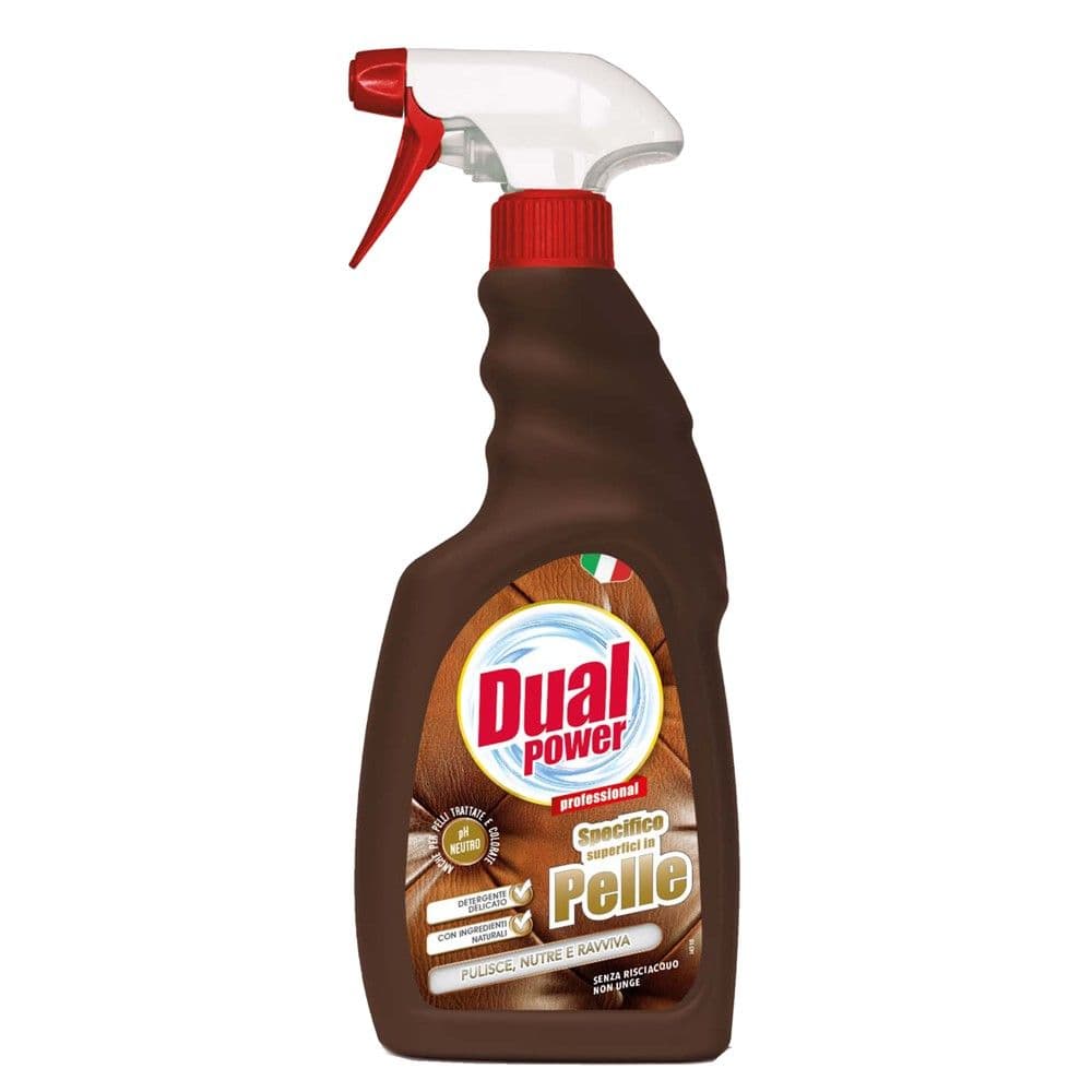 Detergjent sprai pastrues për sipërfaqet prej lëkure, Dual Power, plastikë, 500 ml, kafe, 1 copë