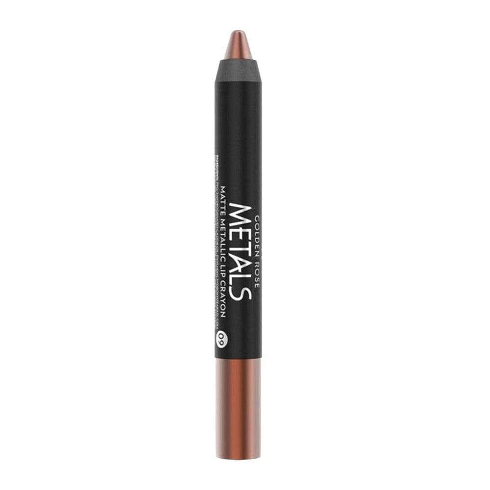 Laps i trashë për buzët, 09, Metals Matte Crayon, Golden Rose, dru dhe plastikë, 3.5 g, kafe, 1 copë