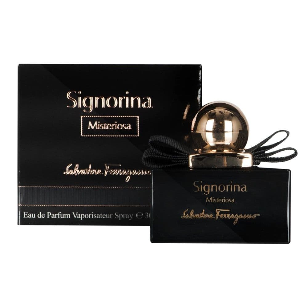 Parfum për femra, Salvatore Ferragamo, Signorina Misteriosa, EDP, qelq, 30 ml, e zezë dhe gold, 1 copë