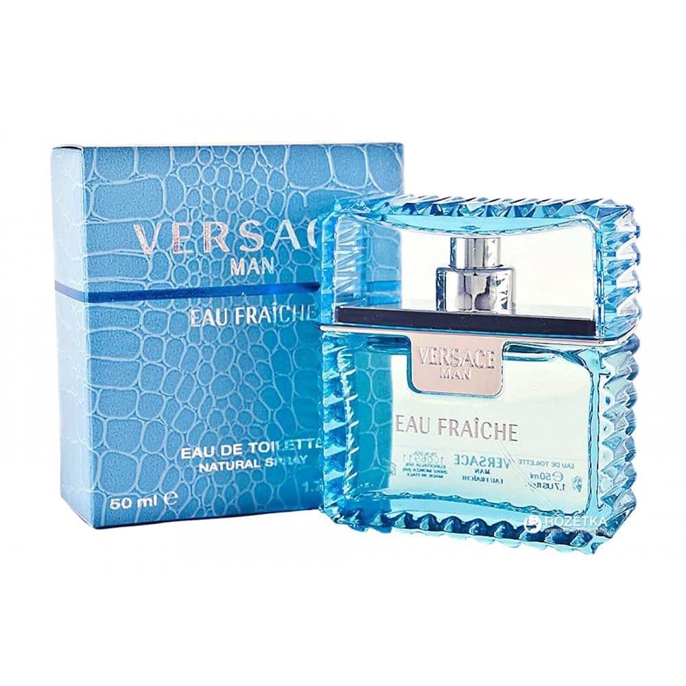 Parfum për meshkuj, Versace, Man Eau Fraiche, EDT, qelq, 50 ml, e kaltër dhe transparente, 1 copë