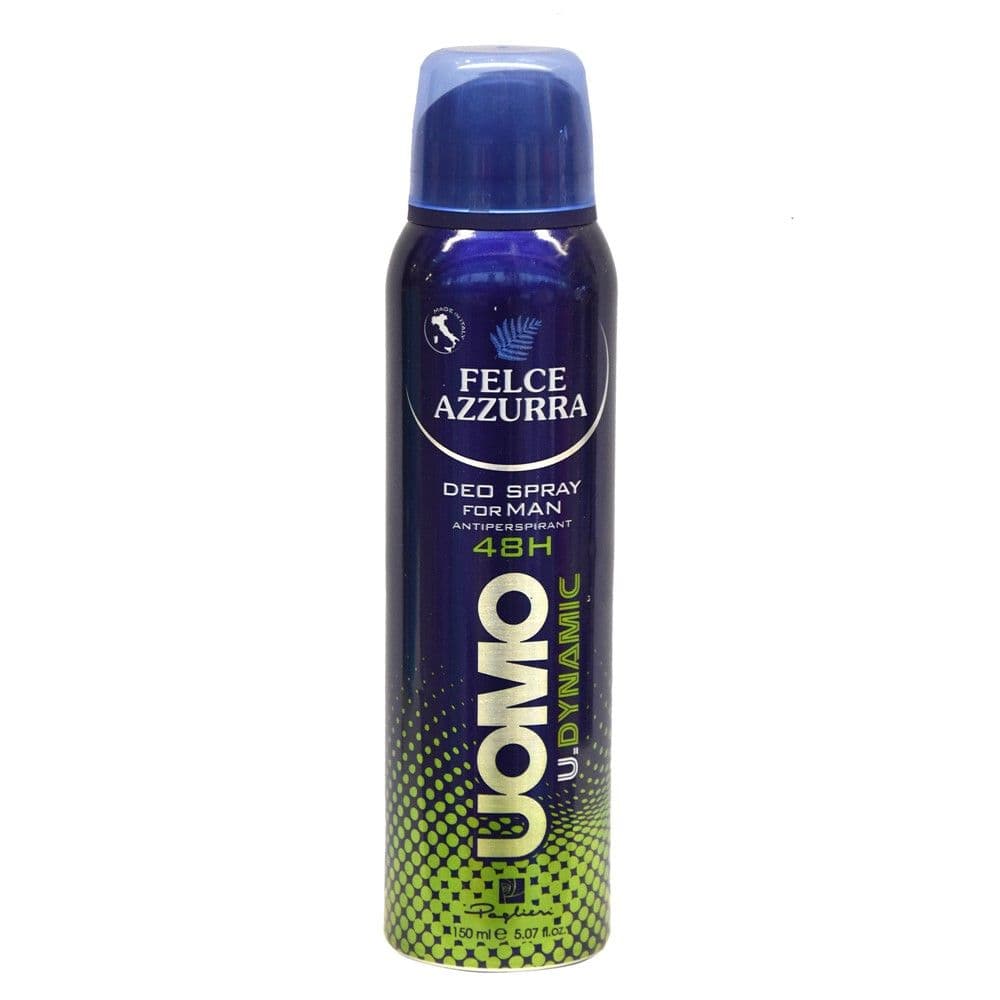 Antidjersë sprai për meshkuj, Uomo Dynamic, Felce Azzurra, Paglieri, plastikë dhe metal, 150 ml, blu dhe e gjelbër, 1 copë