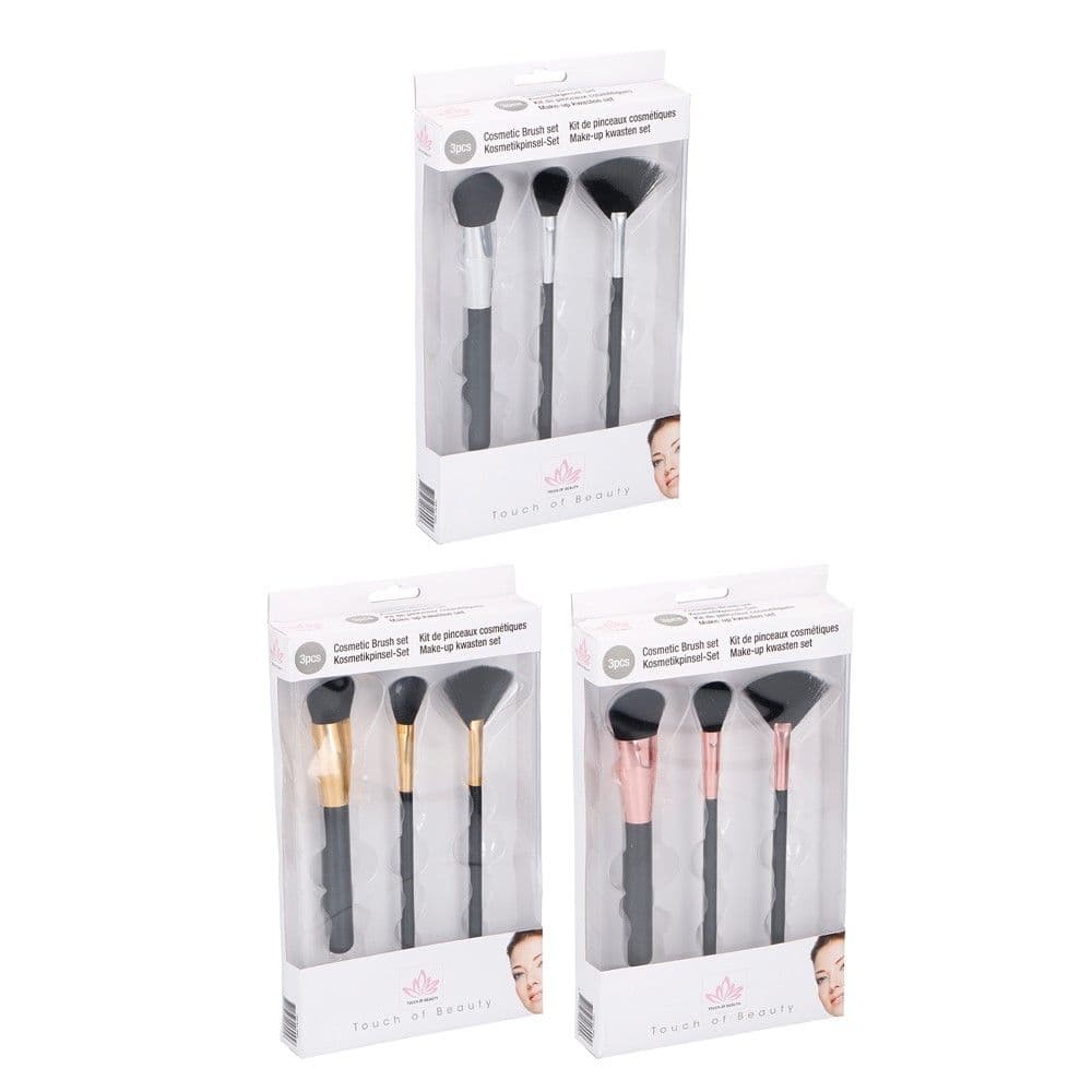 Set furçash makeup-i, Miniso, fibra sintetike, plastikë, alumin 15x 1.5x2 cm, mikse, 3 copë