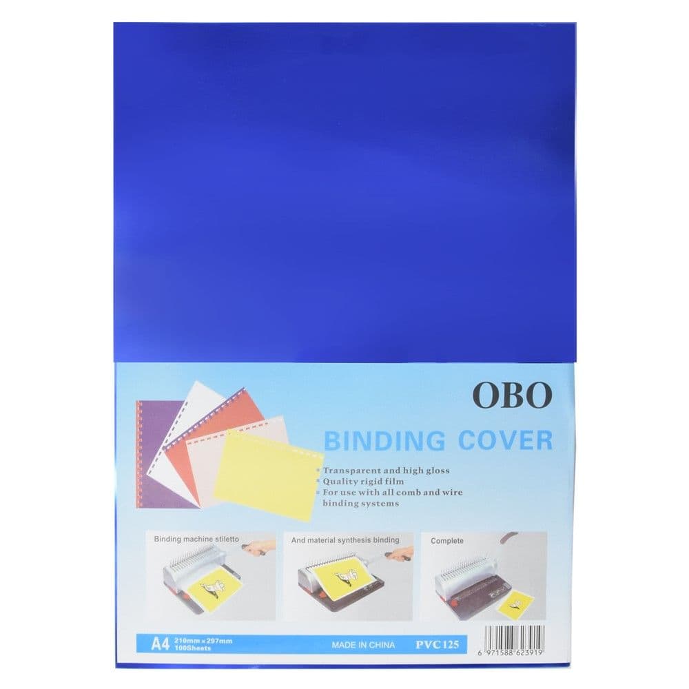 Fletë plastike për lidhje dokumentesh A4, plastikë, 29.7x21 cm, blu transparente, 1 copë