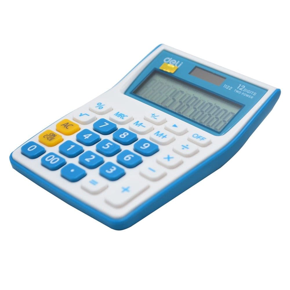 Makinë llogaritëse elektronike, Deli, plastikë, 11.5 cm, gri dhe blu, 1 copë