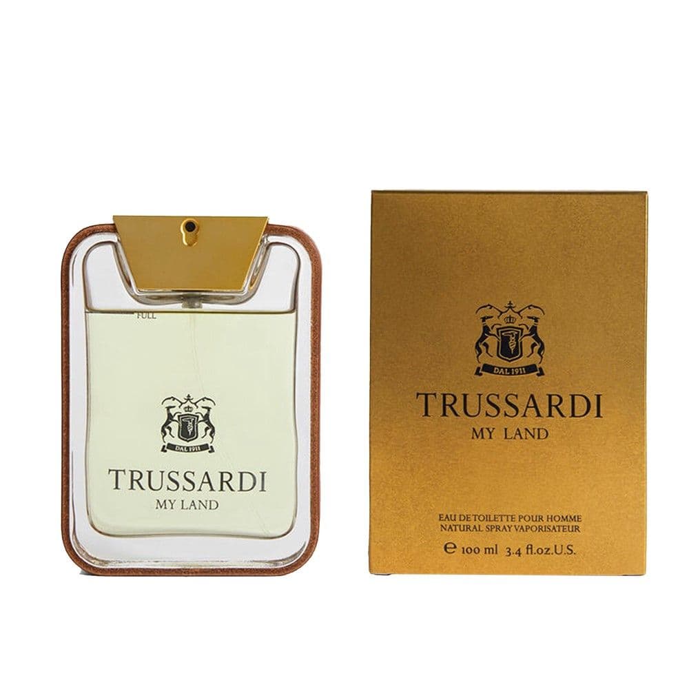 Parfum për meshkuj, Trussardi, My Land, EDT, qelq, 100 ml, e zezë dhe gold, 1 copë