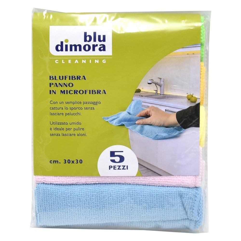 Pecetë mikrofibre, BluDimona, mikrofibër poliestre dhe poliamid, 30x30 cm, mikse, 5 copë, 1 pako