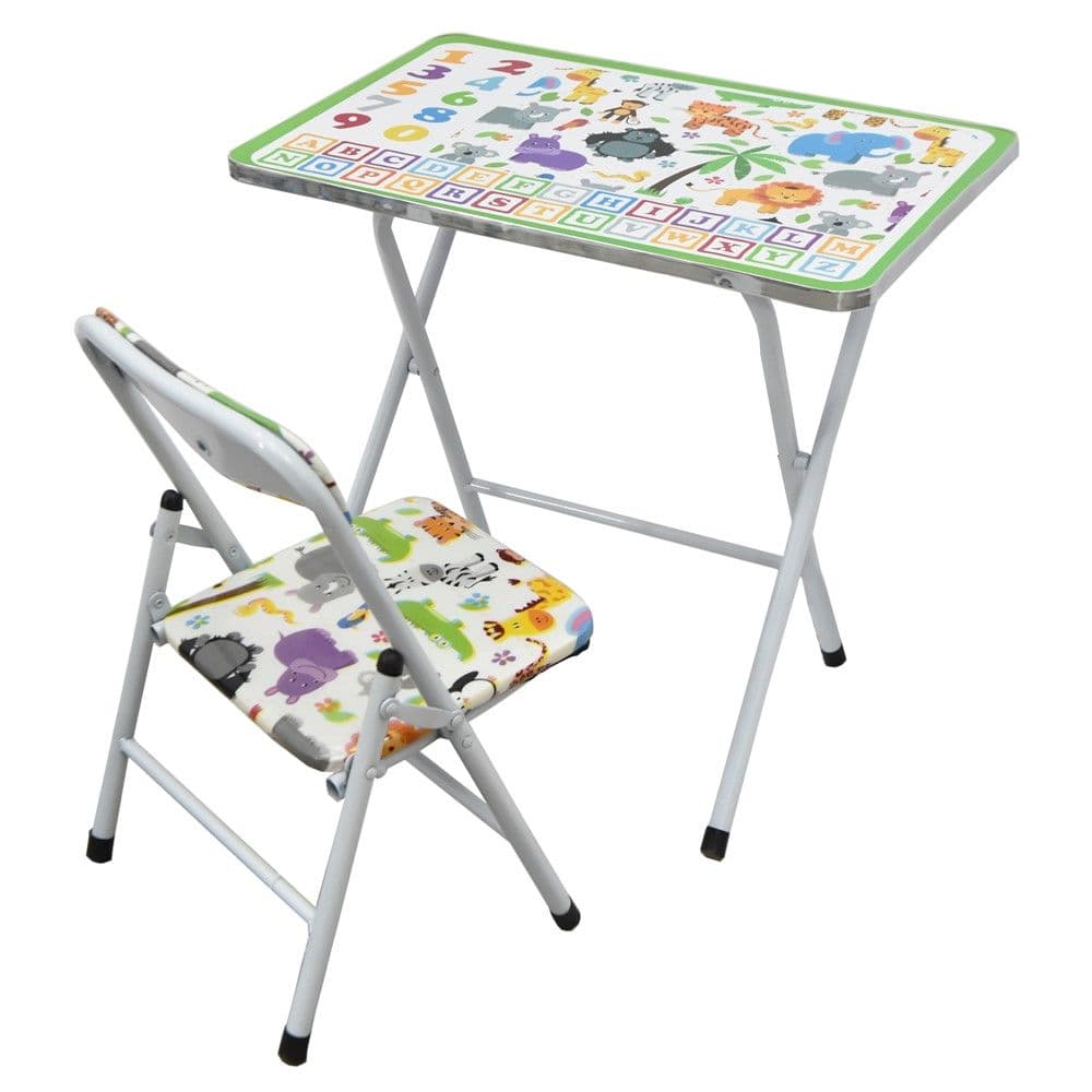 Set karrige dhe tavolinë për fëmijë, Galileo, hekur dhe plastikë PVC, 60x40x50 cm, e bardhë, 2 copë