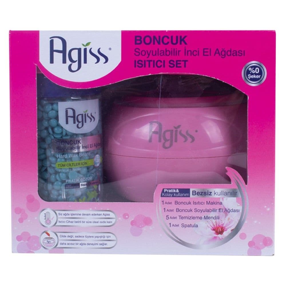Set depilimi me dyllë, Agiss, plastikë dhe dyllë, 220 g, rozë dhe e gjelbër, 8 copë