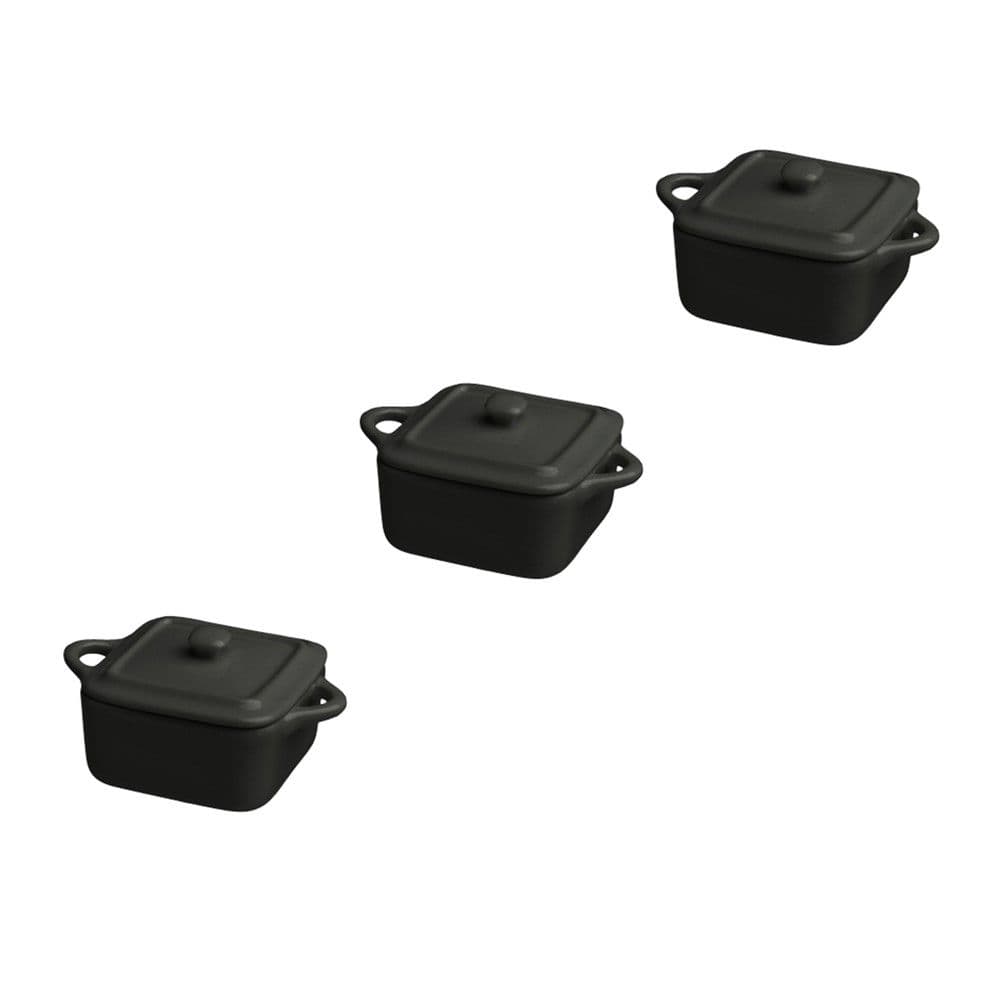 Set tava katrore me kapak Mignion (PK 3), porcelan, e zezë, Dia.7 cm
