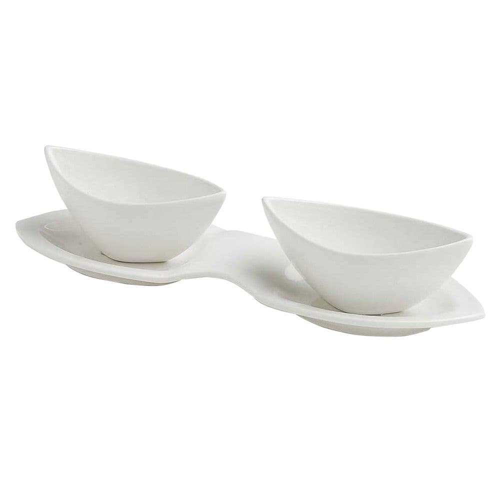 Set tasa servirje Tendence (PK 2), porcelan, e bardhë, 33x10x6 cm