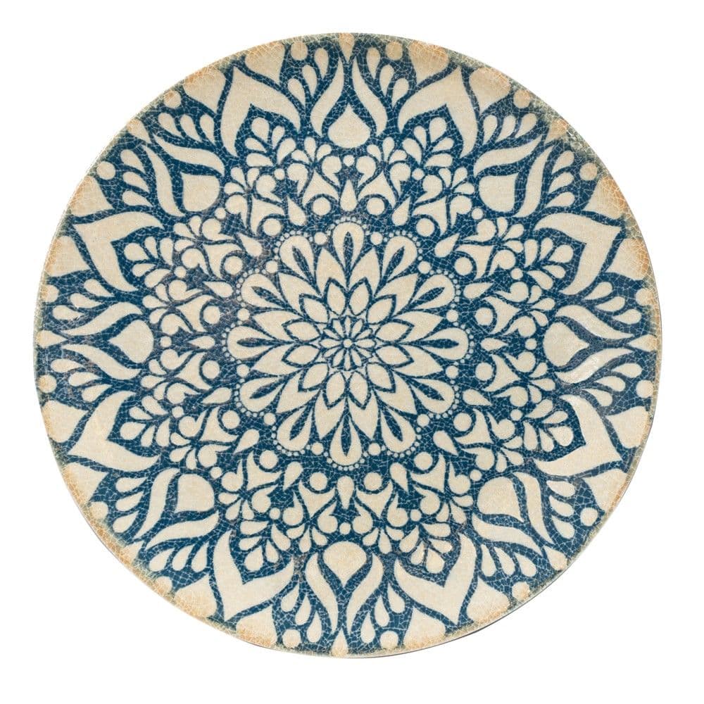 Pjatë e sheshtë Siviglia, porcelan, bezhë me dekor, Dia.31 cm