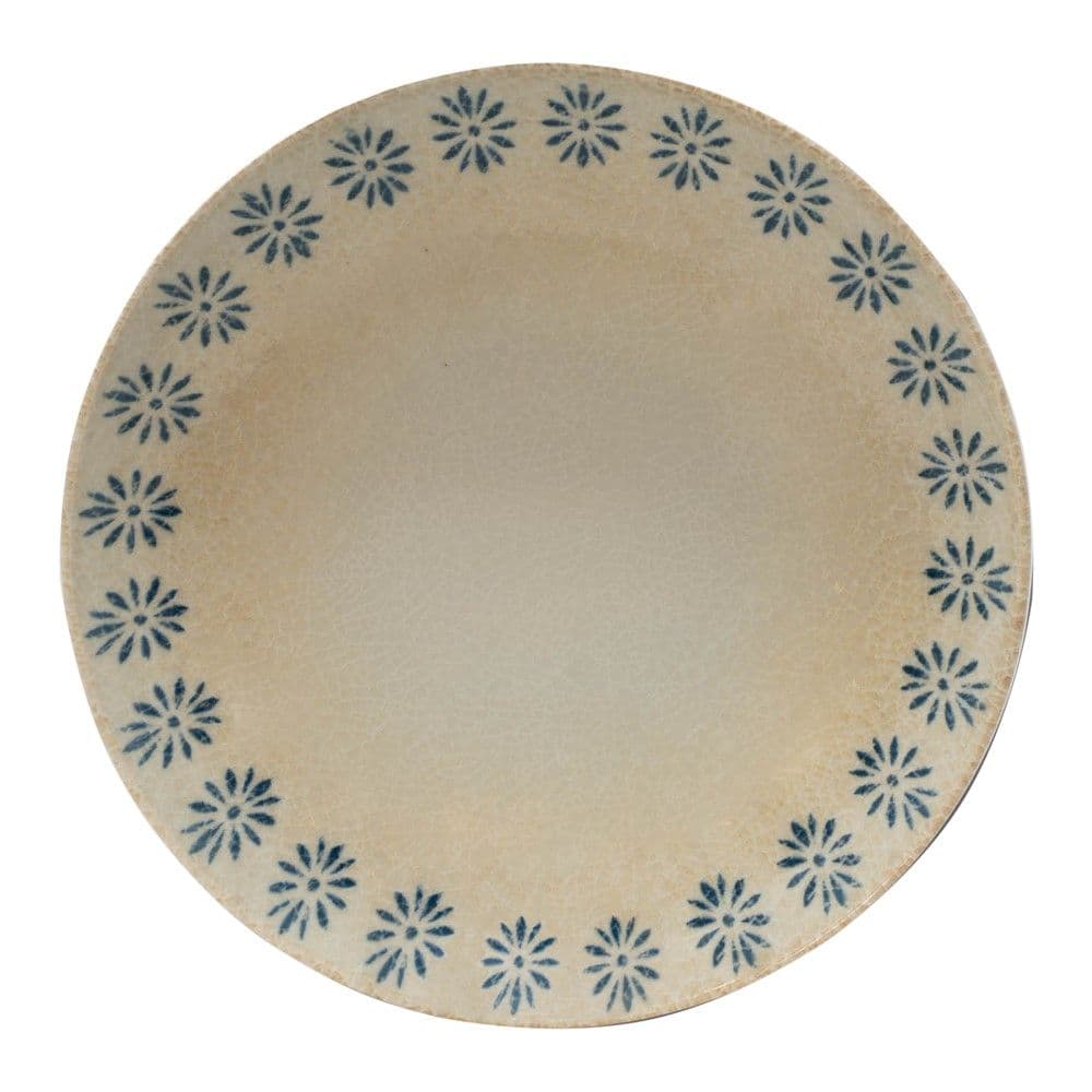 Pjatë e sheshtë Konos, porcelan, bezhë me dekor, Dia.28 cm