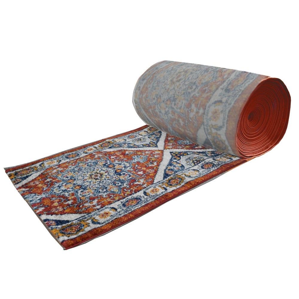 Rrugicë Ravenna, klasik, frize e butë, blu/e kuqe, 80 cm