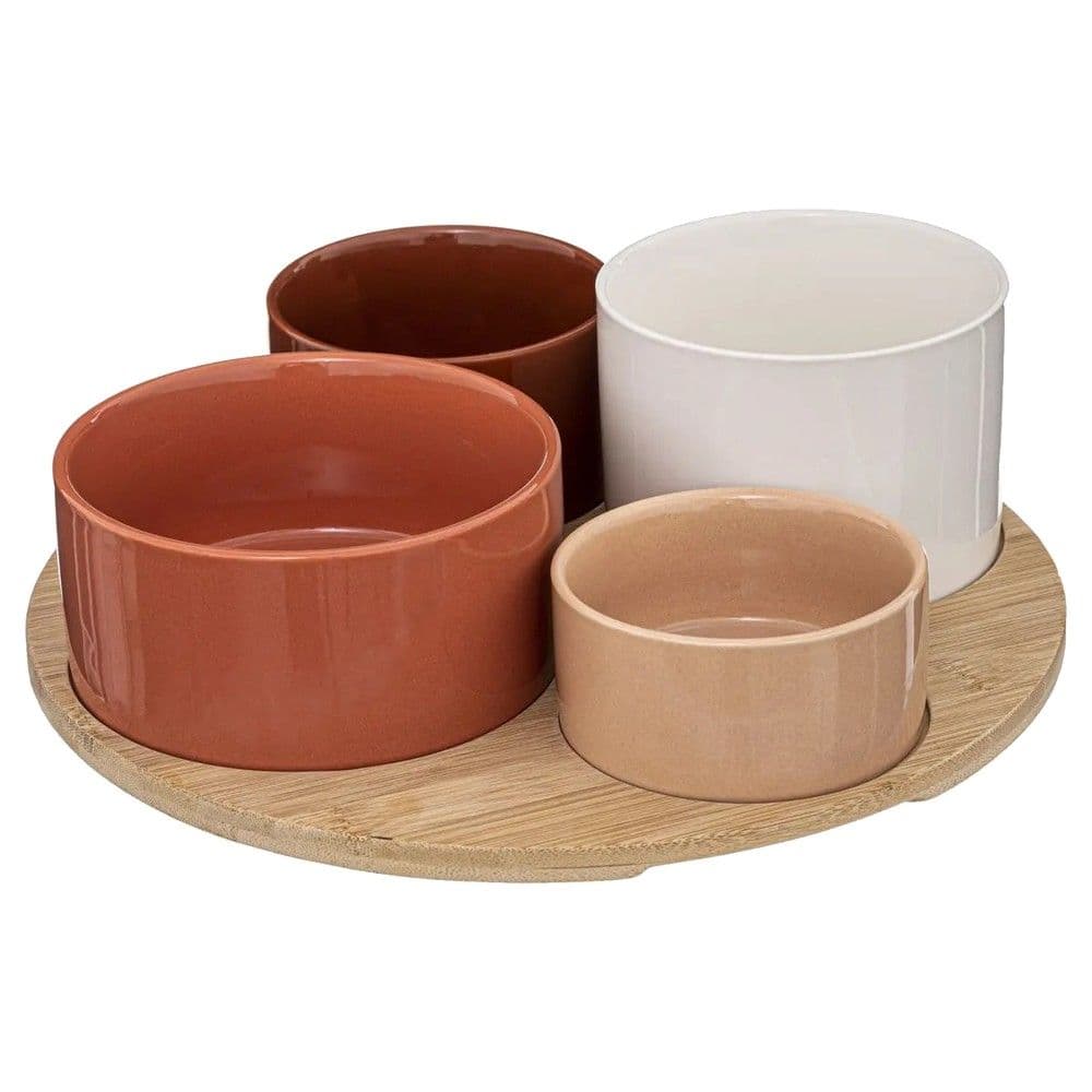 Set servirje aperitiv (PK 5), qeramikë/bambu, ngjyra të ndryshme, Dia33xH33 cm