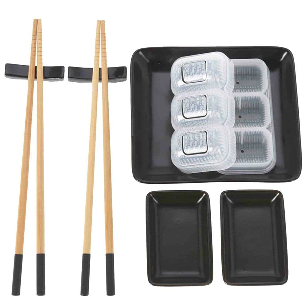 Set për sushi (PK 8), qeramikë, e zezë, 24 cm