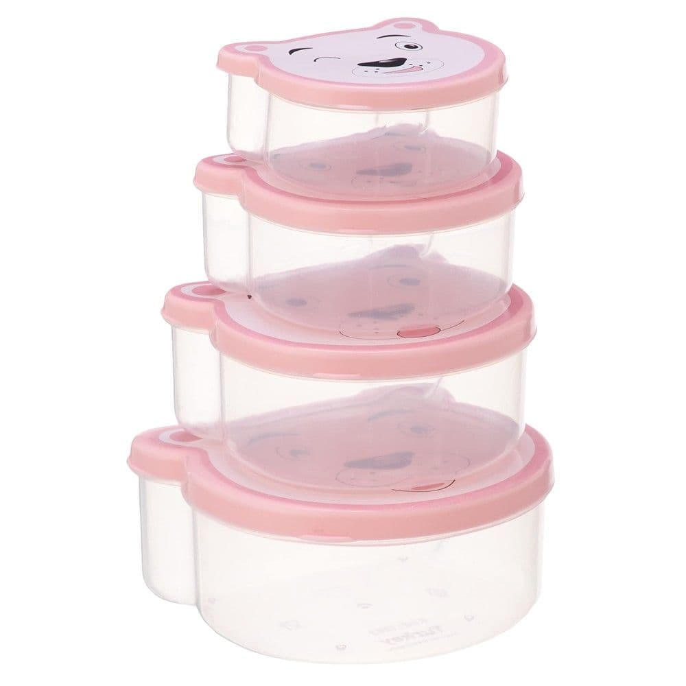 Set tasa me kapak për fëmijë (PK 4), plastike, transparente, 200+300+400+600 ml