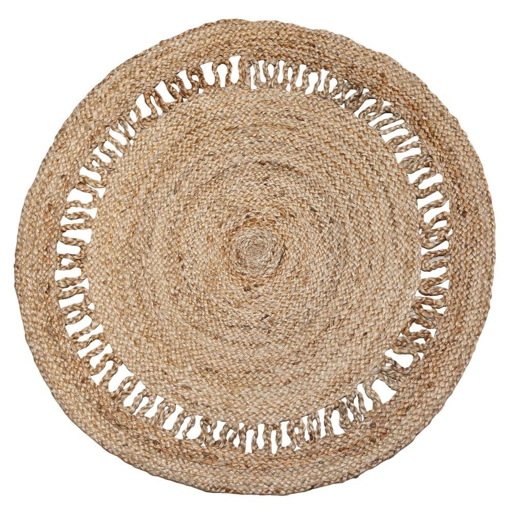 Rrugicë rrethore, jute, bezhë natyrale, Dia.100 cm
