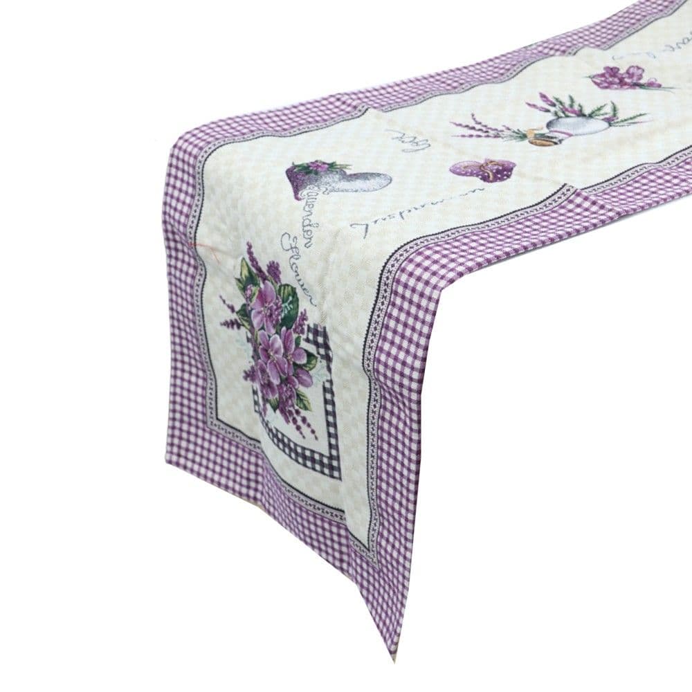Runer tavoline Lavande, 50% pambuk/50% poliestër, lejla, 45x140 cm
